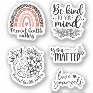 Psykisk hälsa, inspiration, mentalhälsopaket klistermärken