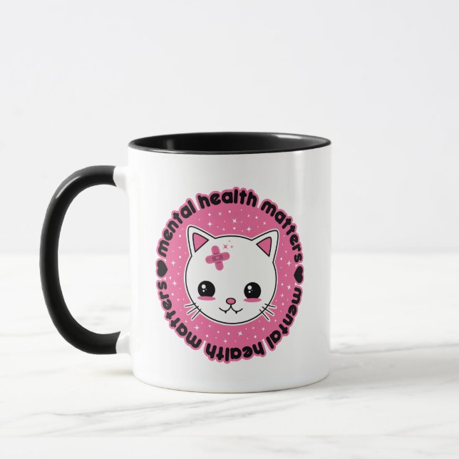 Psykisk hälsa: Kawaii Cat Mugg (Vänster)
