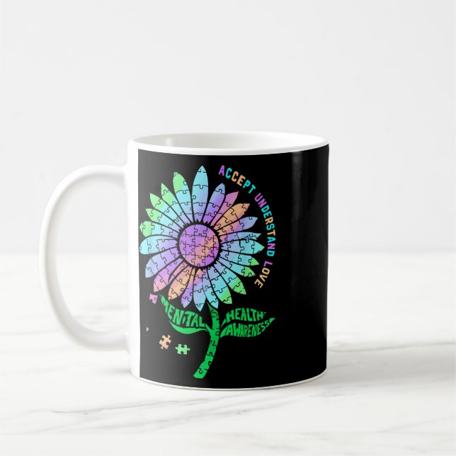 Psykisk Hälsa Medvetenhet Pussel Solros  Kaffemugg (Vänster)
