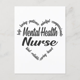 Psykisk hälsa Nurse Heart Ord Cloud Helg Vykort