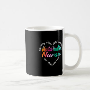 Psykisk hälsa Nurse Heart Ord Cloud Watercolor Ra Kaffemugg