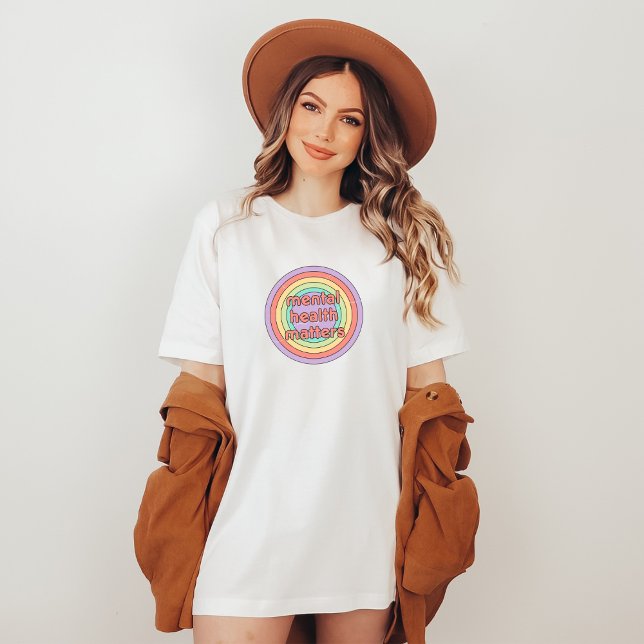 Psykisk hälsa | Peach-godis i cirkel T Shirt (Mental Health Matters shirt | Retro Circle Peach Candy | Aesthetic t-shirt)