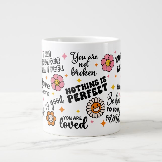 Psykisk Hälsa Positiva Citat Mugg Jumbo Mugg (Framsidan)