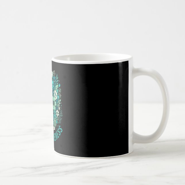 Psykisk hälsa ptsd medvetenhet hjärna och blomster kaffemugg (Höger)