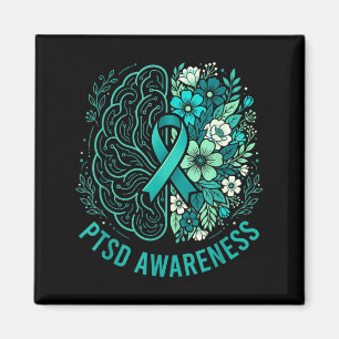 Psykisk hälsa ptsd medvetenhet hjärna och blomster magnet