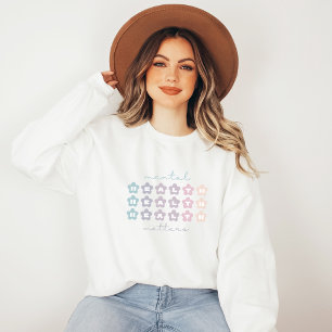 Psykisk hälsa Retro Flowers Fransk Grått T Shirt