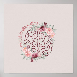 Psykisk hälsa Rosa Mind Side Aestesiskt Poster