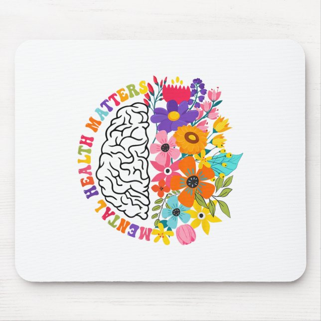Psykisk hälsa S-Blommigt Human Brain Sjukdom Aware Musmatta (Framsidan)