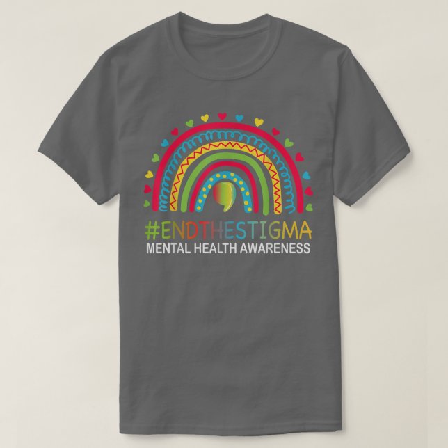Psykisk hälsa sätter stopp för tigma Rainbow Boho5 T Shirt (Design framsida)