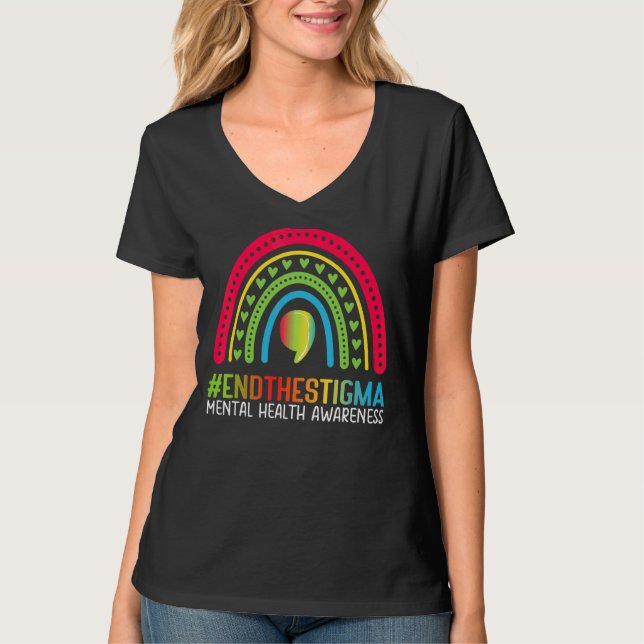 Psykisk hälsa sätter stopp för tigma Rainbow Boho T Shirt (Framsida)