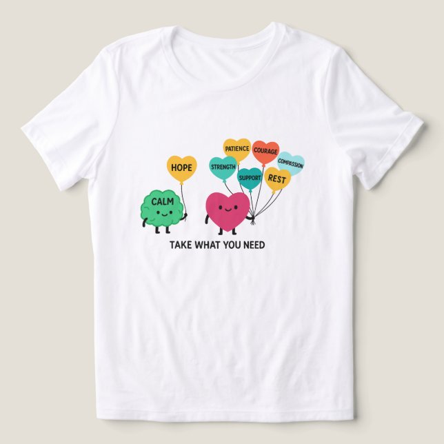 Psykisk Hälsa Stöd Ballonger T Shirt (Design Framsida)