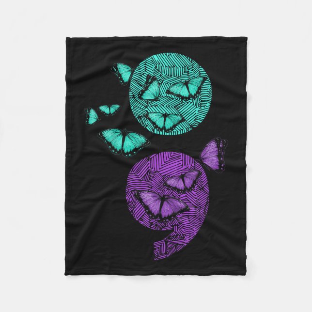 Psykisk hälso- och sjukvårdsmedvetenhet Semiolon B Fleecefilt (Framsidan)