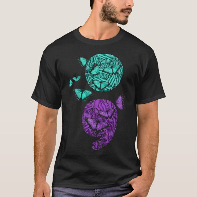 Psykisk hälso- och sjukvårdsmedvetenhet Semiolon B T Shirt (Framsida)