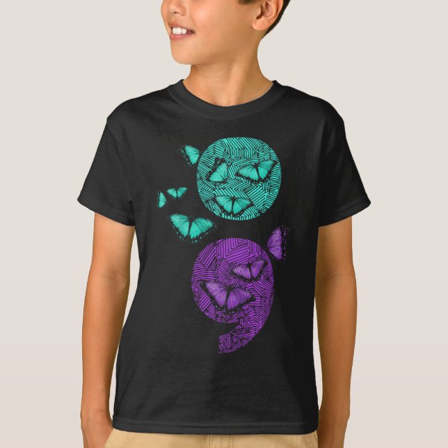 Psykisk hälso- och sjukvårdsmedvetenhet Semiolon B T Shirt (Framsida)