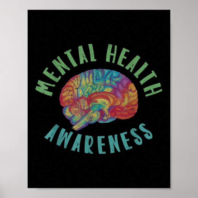 Psykisk hälsomedvetenhet Brain Rainbow Poster (Framsidan)