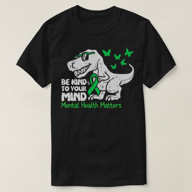 Psykisk hälsomedvetenhet Dino Funny Småbarn Boy Cl T Shirt (Design framsida)