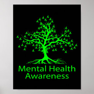 Psykisk hälsomedvetenhet Grönt Träd Psykisk hälsa Poster