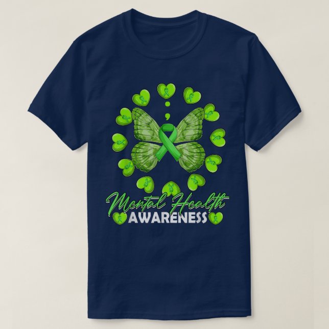 Psykisk hälsomedvetenhet Månadslampa Heart Kärlek  T Shirt (Design framsida)