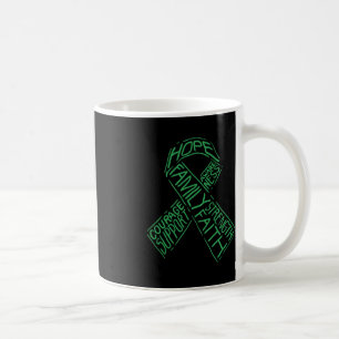 Psykisk hälsomedvetenhet Sjukdom Grönt Ribbon Ord Kaffemugg