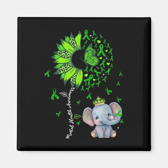 Psykisk hälsomedvetenhet Solros Baby Elephant Gr Magnet (Framsidan)