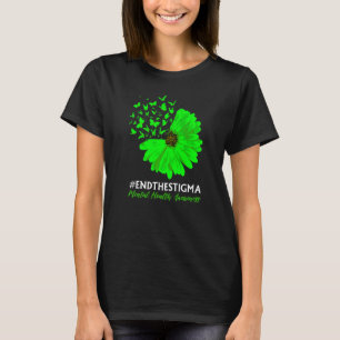 Psykisk hälsomedvetenhet Solrosblommusflyga Slut T Shirt