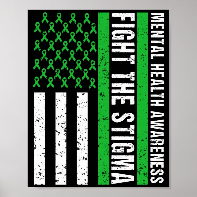 Psykisk hälsomedvetenhet t-shirts bekämpar stigmat poster (Framsidan)