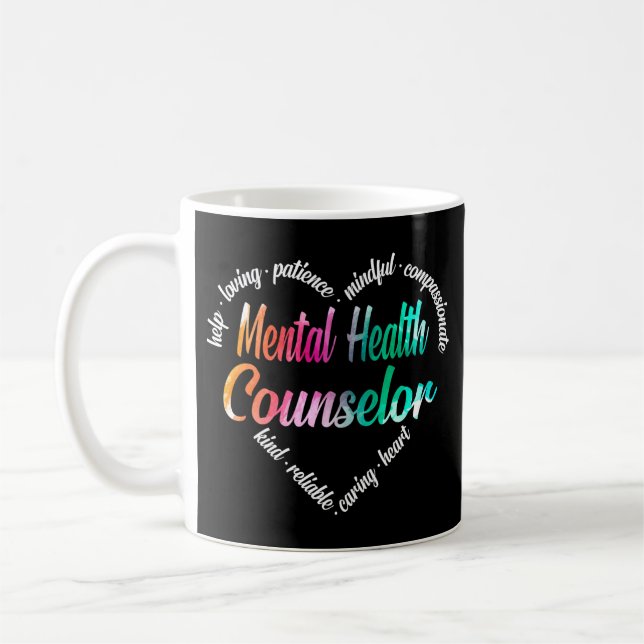 Psykisk hälsominister Heart Ord Cloud Kaffemugg (Vänster)