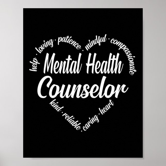 Psykisk hälsominister Heart Ord Cloud Poster (Framsidan)