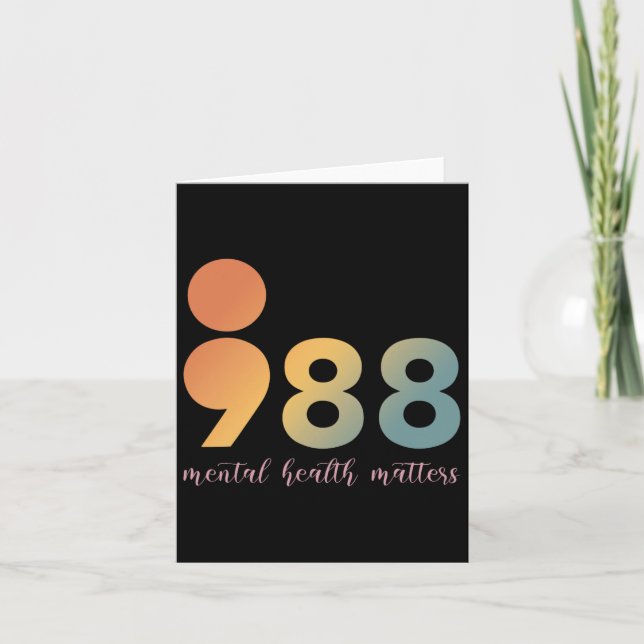 Psykisk hälsoterapi 988 Semikolonrådgivare Posi Kort (Framsida)