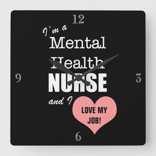 Psykisk hälsovård - Kärlek mitt jobb!+Rosa hjärta Fyrkantig Klocka (Framsida)