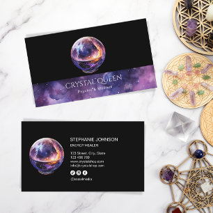 Psykisk medelstor Lila Galaxy Mystic Crystal Boll Visitkort