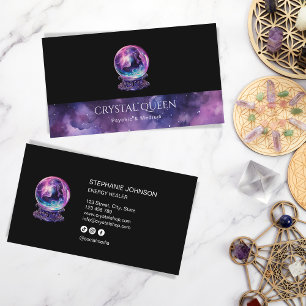 Psykisk medelstor Lila Galaxy Mystic Crystal Boll Visitkort