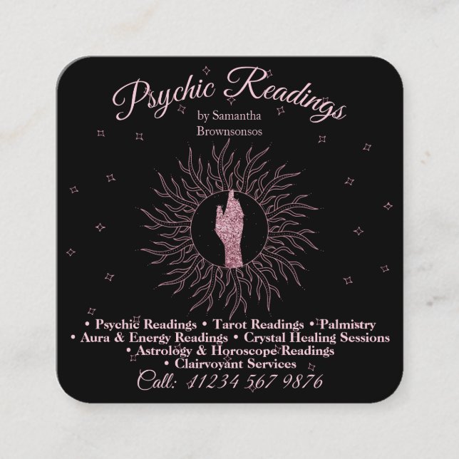 Psykisk Medium Astrolog Massageterapi Healing Fyrkantigt Visitkort (Framsida)