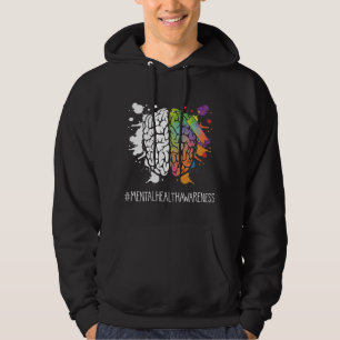 Psykisk medvetenhet om psykisk hälsa Färgfläcka Hoodie