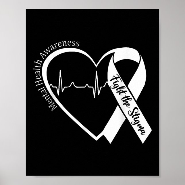 Psykisk medvetenhet om psykisk hälsa Hjärta i kamp Poster (Framsidan)