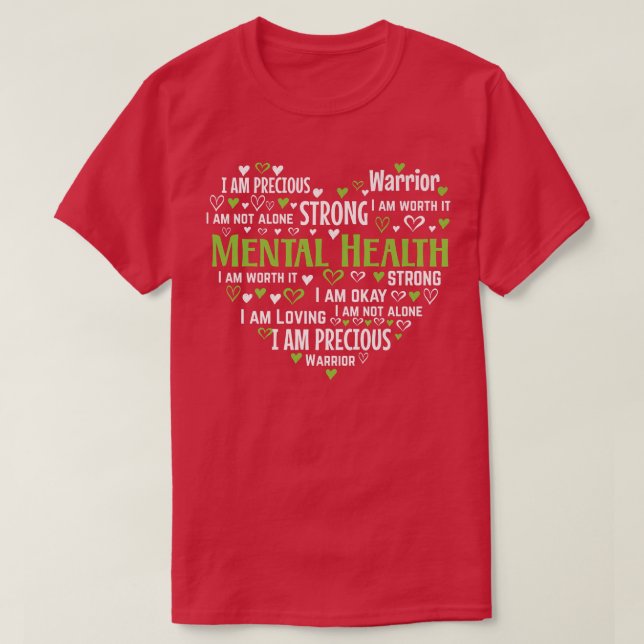 Psykisk medvetenhet om psykisk hälsa Hjärtat Stigm T Shirt (Design framsida)