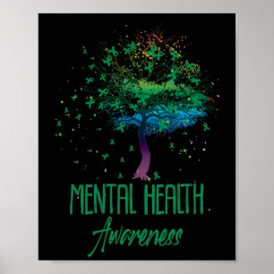 Psykisk medvetenhet om psykisk hälsa i Träd Rosett Poster