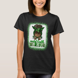 Psykisk vårdkrigare Afro Messy Bun Leopard Black T Shirt