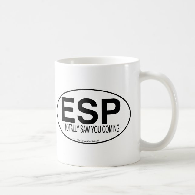 Psykiska ESP Euro Oval Decal Stil Slogan  Kaffemugg (Höger)