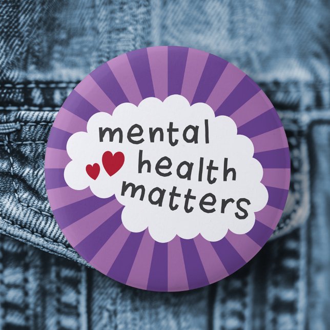 Psykiska hälsofrågor klumpback-bricka knapp (Mental health matters pinback badge button)