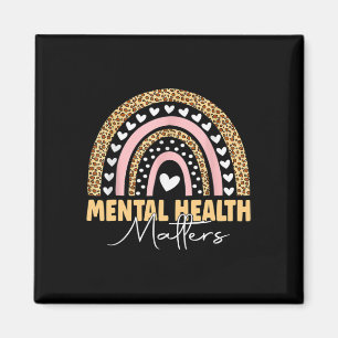 Psykiska hälsofrågor Leopard Boho Rainbow Awarene Magnet