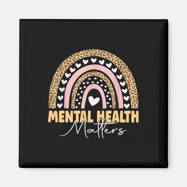 Psykiska hälsofrågor Leopard Boho Rainbow Awarene Magnet (Framsidan)