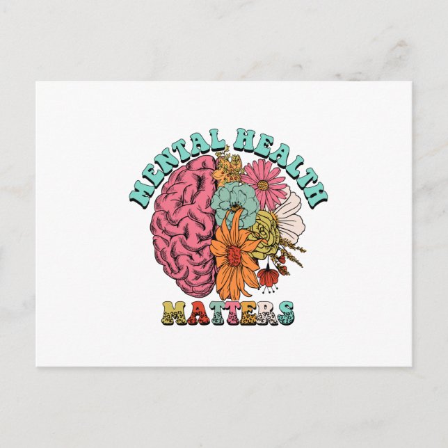 Psykiska hälsofrågor Placera kortinnehavaren T-Shi Vykort (Framsida)