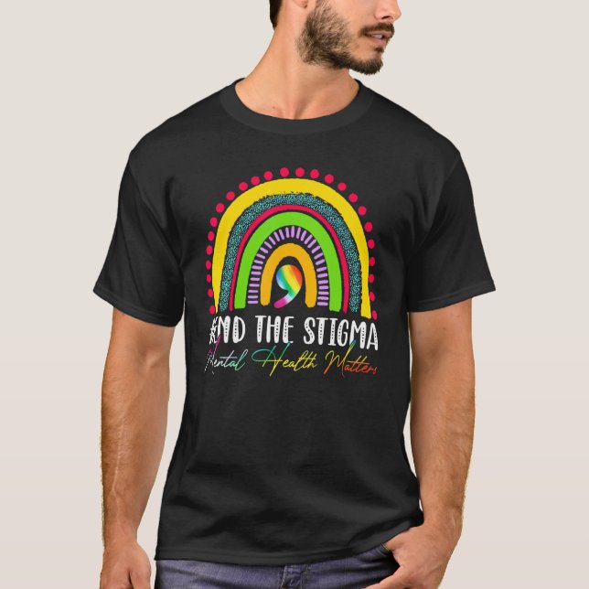 Psykiska hälsofrågor sätter stopp för tigma Rainbo T Shirt (Framsida)