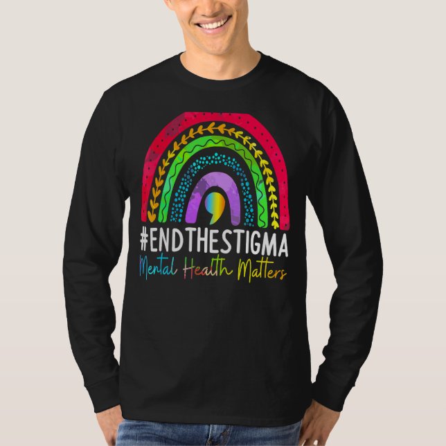Psykiska hälsofrågor sätter stopp för tigma Rainbo T Shirt (Framsida)