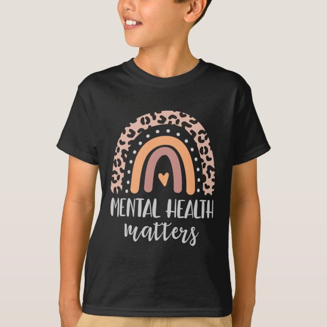 Psykiska hälsoproblem Leopard Skriv ut Boho Rainbo T Shirt (Framsida)