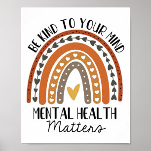 Psykiska hälsoproblem Polka Dot Rainbow Awar Poster