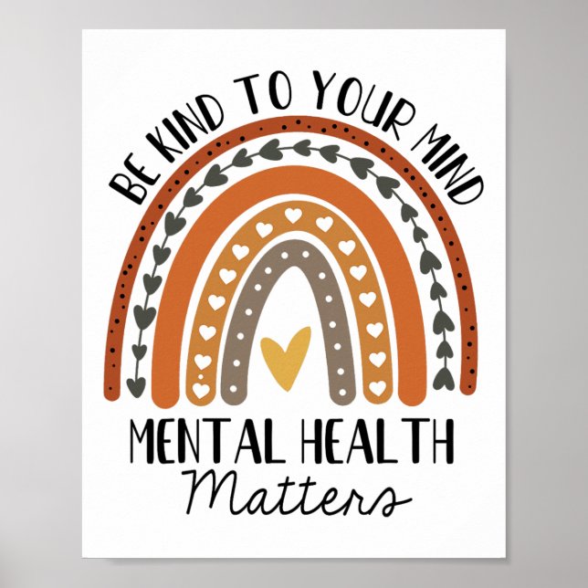 Psykiska hälsoproblem Polka Dot Rainbow Awar Poster (Framsidan)