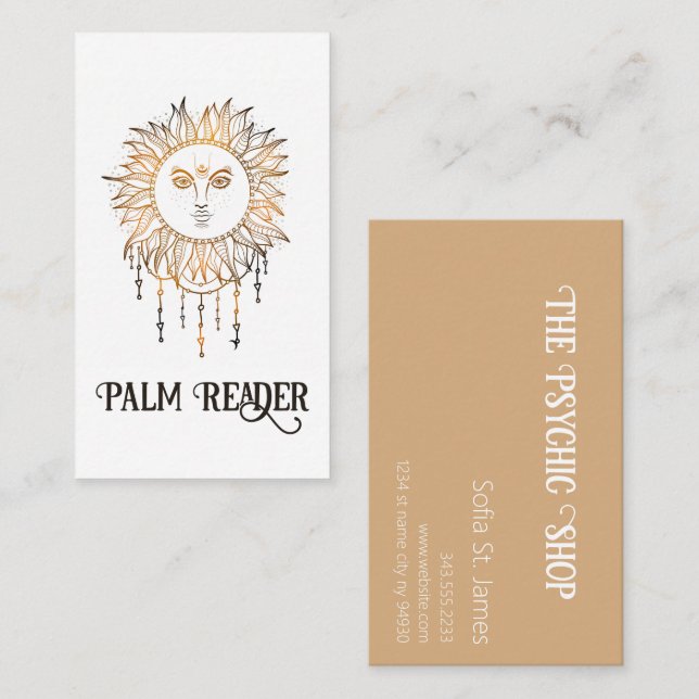 Psykiska Handflatan-läsare av Tarot Card-läsare Visitkort (Fram/baksida)