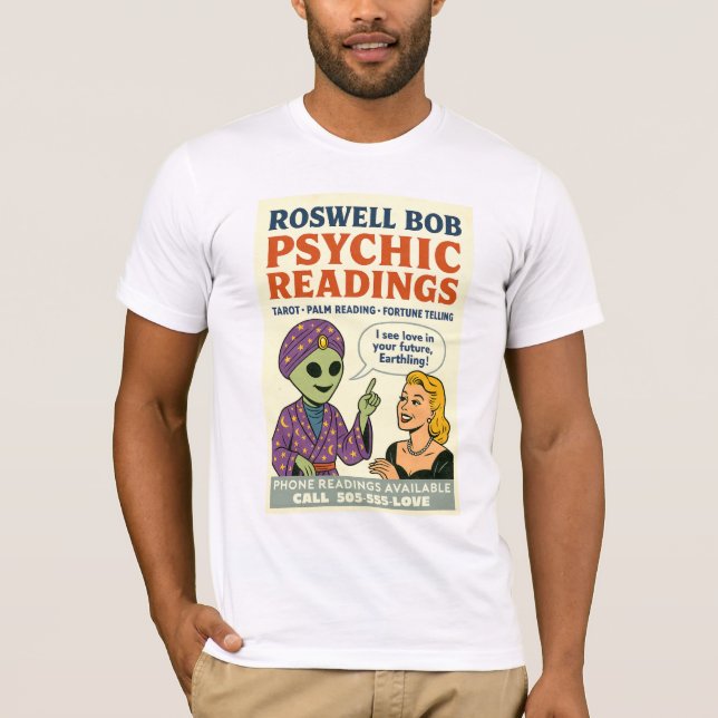 Psykiska läsningar Blonde Woman Roswell Utomjordin T Shirt (Framsida)